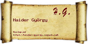 Haider György névjegykártya